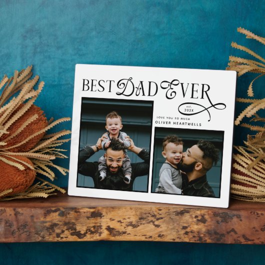 Best Dad Ever 2 Photos Modern Fathers Day Gifts Fotoplaat (Zijkant)