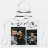 Best Dad Ever 2 Photos Modern Fathers Day Stripes Schort (Voorkant)