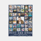 BEST DAD EVER 39 Foto Collage Personalized Navy Fleece Deken (Voorkant)