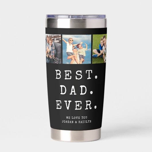 BEST DAD EVER 3 Photos Personalized Geïsoleerde Drinkbeker (Achterkant)