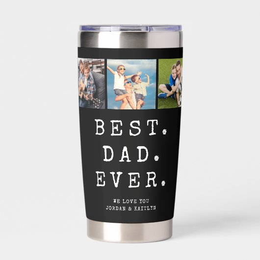 BEST DAD EVER 3 Photos Personalized Geïsoleerde Drinkbeker (Voorkant)