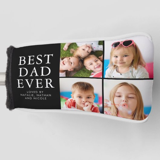 BEST DAD EVER 4 Fotocollage gepersonaliseerd Golfheadcover (Voorkant)