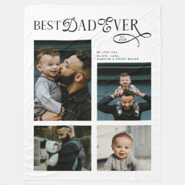 Best Dad Ever 4 Photos Modern Fathers Day Gifts Fleece Deken