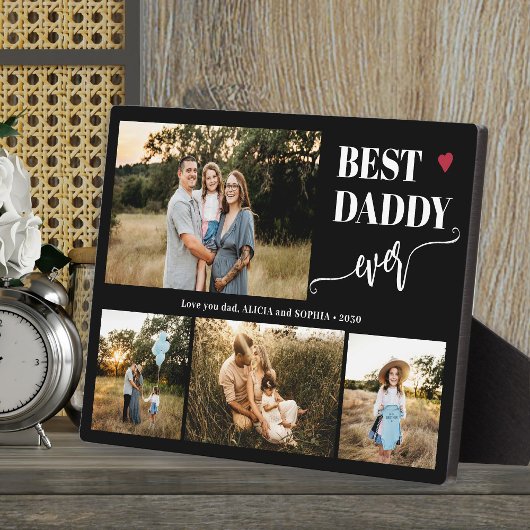 Best dad ever 4 photos personalized black fotoplaat