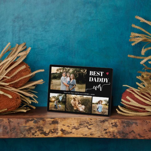 Best dad ever 4 photos personalized black fotoplaat (Zijkant)