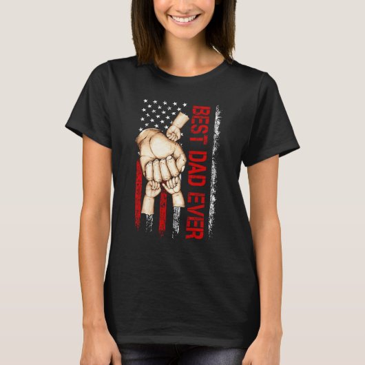 Best Dad Ever America Flag Dad Have 3 Child Father T-shirt (Voorkant)
