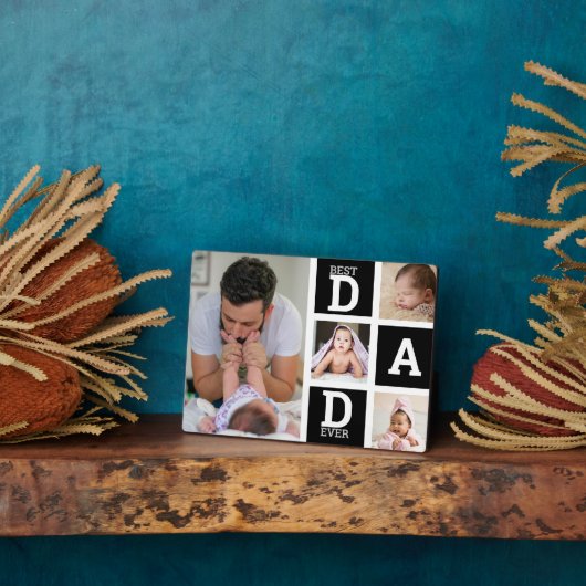 Best Dad Ever Black 4 Photo Collage Fotoplaat (Zijkant)