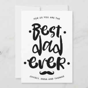 Best Dad Ever Black Script Mustache Vaderdag Feestdagenkaart