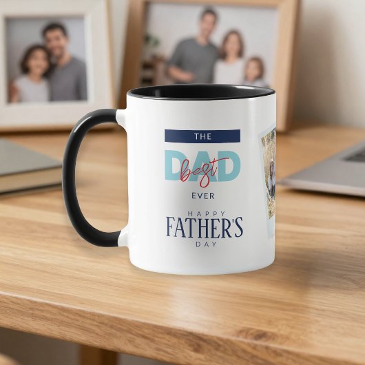 Best Dad Ever Blue Happy Father's Day Custom Photo Mok