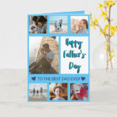 Best Dad Ever Blue Photo Collage Greetings Kaart (Gele Bloem)