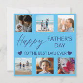 Best Dad Ever Blue Photo Collage Greetings Kaart (Voorkant)