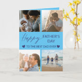 Best Dad Ever Blue Photo Collage Greetings Kaart (Gele Bloem)