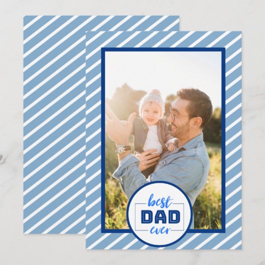 Best Dad Ever Blue Stripe Photo Vaderdag (Voorkant / Achterkant)