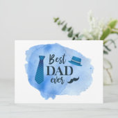 Best DAD ever Blue Waterverf Stropdas Vaderdag Pet Aankondiging (Staand voorkant)