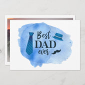 Best DAD ever Blue Waterverf Stropdas Vaderdag Pet Aankondiging (Voorkant / Achterkant)