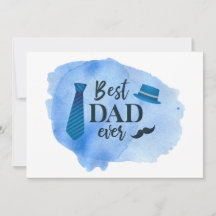 Best DAD ever Blue Waterverf Stropdas Vaderdag Pet