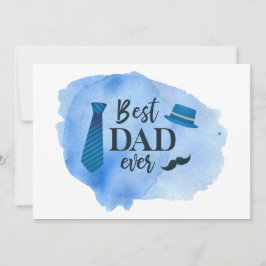 Best DAD ever Blue Waterverf Stropdas Vaderdag Pet Aankondiging