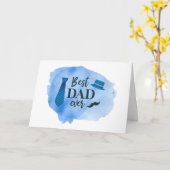 Best DAD ever Blue Waterverf Stropdas Vaderdag Pet Kaart (Gele Bloem)