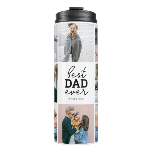 Best Dad Ever Calligraphy Photo Collage Thermosbeker (Voorkant)