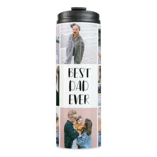 Best Dad Ever Calligraphy Photo Collage Thermosbeker (Voorkant)