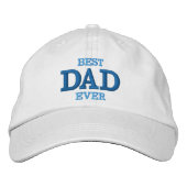 Best Dad Ever Classic Blue Typography White Geborduurde Pet (Voorkant)