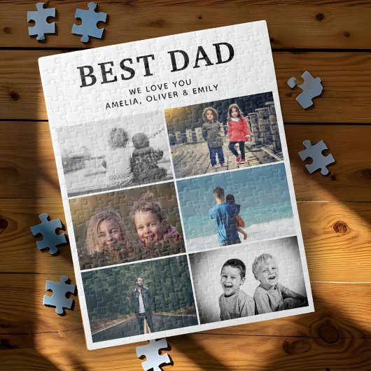 Best Dad Ever Custom 6 Fotocollage Album Legpuzzel