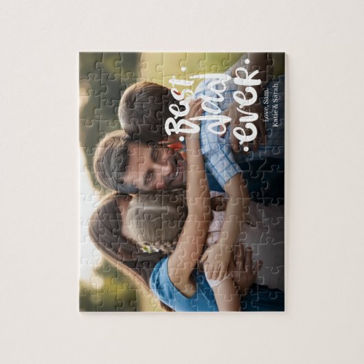 Best Dad Ever Custom Photo From Kids White Script Legpuzzel (Verticaal)