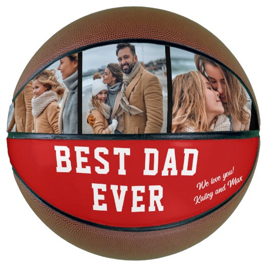 Best Dad Ever Custom Photo Red Basketbal (Voorkant)