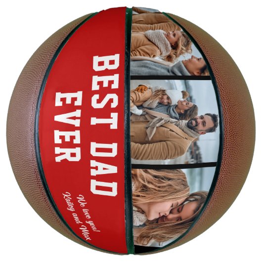 Best Dad Ever Custom Photo Red Basketbal (Verticaal)