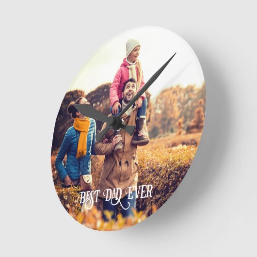 Best Dad Ever Custom Photo Vaderdag Cadeau Ronde Klok (Hoek)
