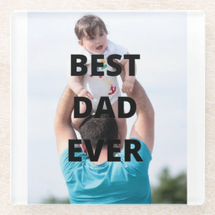 Best Dad Ever Custom Photo Vaderdag Glazen Onderzetter