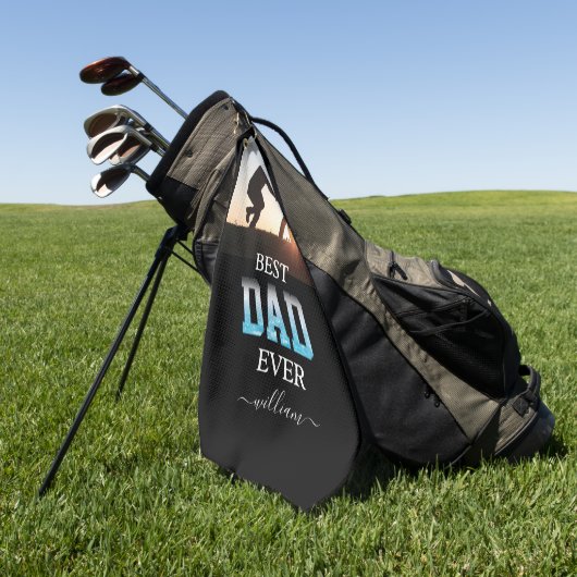 Best Dad Ever Custom Photo Vaderdag Golfhanddoek (Groen)