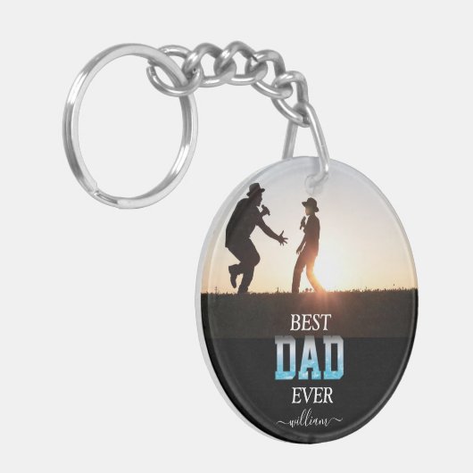 Best Dad Ever Custom Photo Vaderdag Sleutelhanger (Voorkant Links)