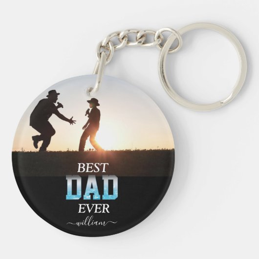 Best Dad Ever Custom Photo Vaderdag Sleutelhanger (Achterkant)