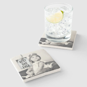 Best Dad Ever Custom Photo Vaderdag Stenen Onderzetter