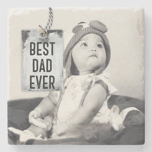 Best Dad Ever Custom Photo Vaderdag Stenen Onderzetter (Voorkant)