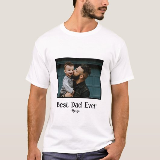 Best Dad Ever Custom Photo Vaderdag T-shirt (Voorkant)