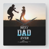 Best Dad Ever Custom Photo Vaderdag Vierkante Klok (Voorkant)