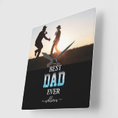 Best Dad Ever Custom Photo Vaderdag Vierkante Klok (Hoek)