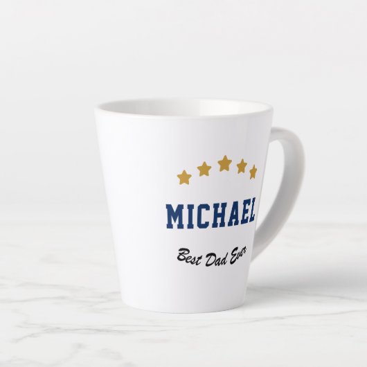 Best Dad Ever Custom Text Gold Stars Personalized Latte Mok (Rechterhoek)