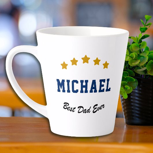 Best Dad Ever Custom Text Gold Stars Personalized Latte Mok