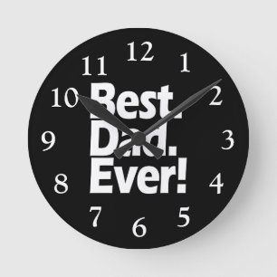 Best Dad Ever Exclamation Black/White Vaderdag Ronde Klok