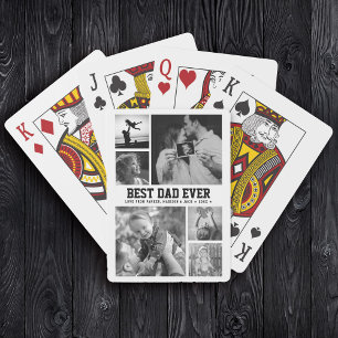 Best DAD ever Family Photo Collage Cool Trendy Pokerkaarten