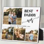 Best dad ever family photo collage heart fotoplaat<br><div class="desc">Create your own modern simple best daddy ever typography script with 4 custom photos keepsake black and white plaque for Father's Day,  his birthday,  or any other occasion.</div>