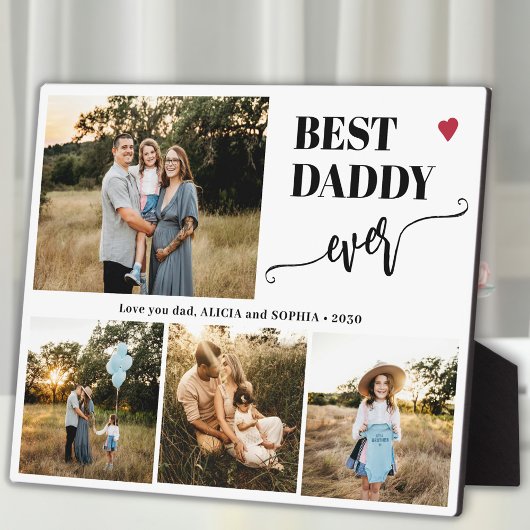 Best dad ever family photo collage heart fotoplaat