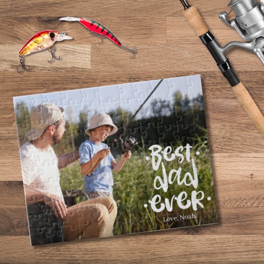 Best Dad Ever Father’s Day Gift Son Custom Photo Legpuzzel