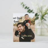 Best dad ever father's dad gift photo name simple  briefkaart (Staand voorkant)
