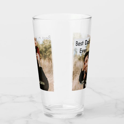 Best dad ever father's dad gift photo name simple  glas (Rechts)