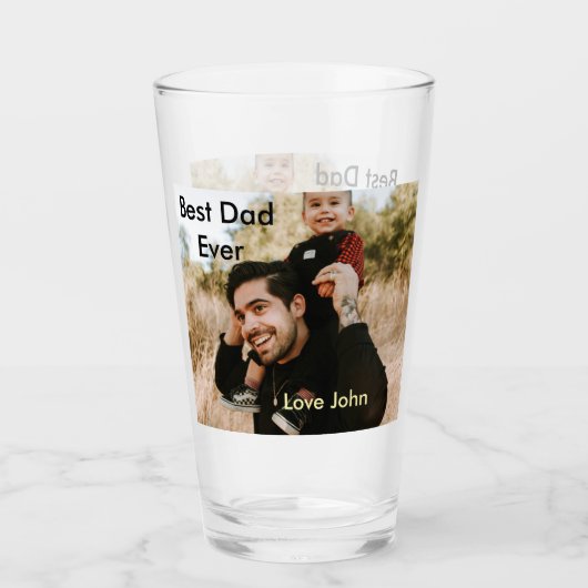 Best dad ever father's dad gift photo name simple  glas (Voorkant)