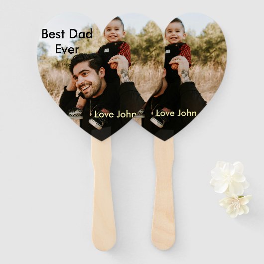 Best dad ever father's dad gift photo name simple  handwaaier (Voorkant en achterkant)